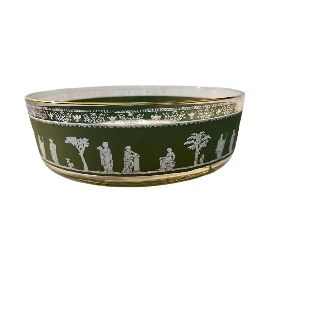 Vintage Jeanette HELLENIC GREEN WEDGEWOOD GREEK Glass Bowl Set